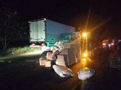 Disalip Bus, Truk Terguling di Pantura Iser